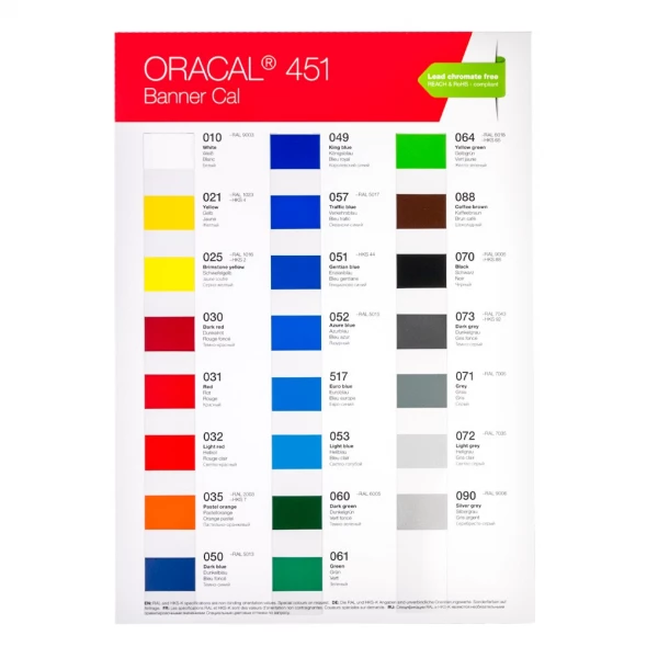 Oracal 451 Farvekort